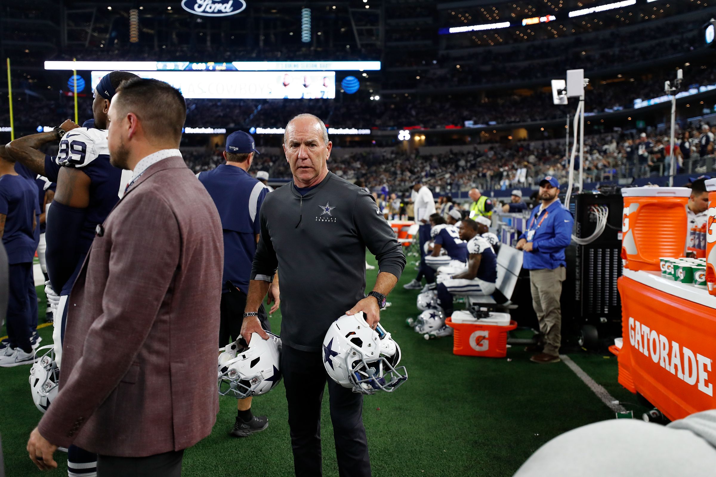 Bucky Buchanan, Equipment Manager for the Dallas Cowboys on the sideline on Thanksgiving